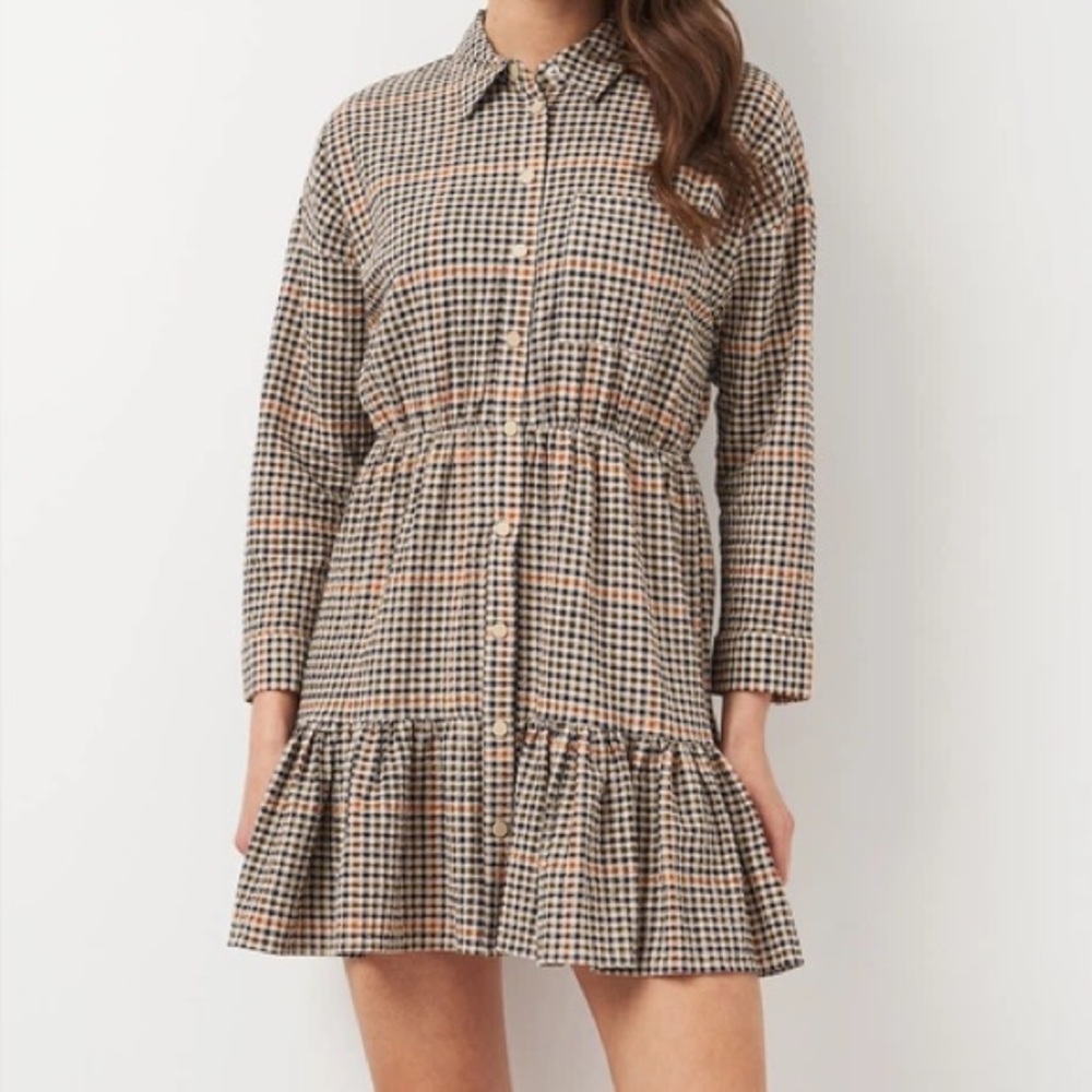 Zara Checkered Dress in Black and Tan